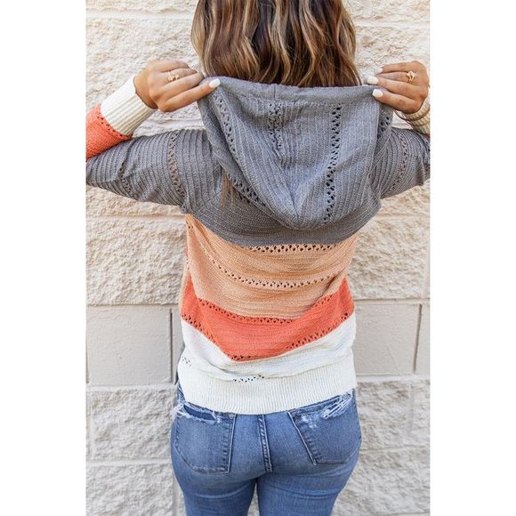 Azura Exchange  Gray Beach Bonfire Knitted Hoodie - Picture 2 of 15